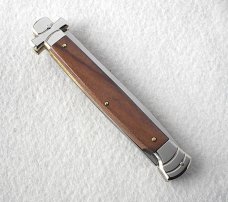 A.G.A. CAMPOLIN 11" MALTESE SANTOS MAHOGANY WOOD DAGGER BLADE NICKEL SILVER BOLSTERS, LEATHER POUCH