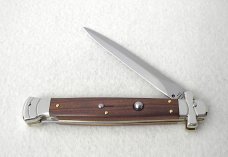 A.G.A. CAMPOLIN 11" MALTESE SANTOS MAHOGANY WOOD DAGGER BLADE NICKEL SILVER BOLSTERS, LEATHER POUCH