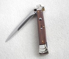 A.G.A. CAMPOLIN 11" MALTESE SANTOS MAHOGANY WOOD DAGGER BLADE NICKEL SILVER BOLSTERS, LEATHER POUCH