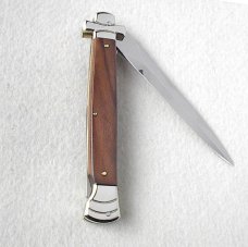 A.G.A. CAMPOLIN 11" MALTESE SANTOS MAHOGANY WOOD DAGGER BLADE NICKEL SILVER BOLSTERS, LEATHER POUCH