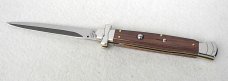 A.G.A. CAMPOLIN 11" MALTESE SANTOS MAHOGANY WOOD DAGGER BLADE NICKEL SILVER BOLSTERS, LEATHER POUCH