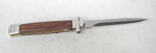 A.G.A. CAMPOLIN 11" MALTESE SANTOS MAHOGANY WOOD DAGGER BLADE NICKEL SILVER BOLSTERS, LEATHER POUCH