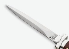 A.G.A. CAMPOLIN 11" MALTESE SANTOS MAHOGANY WOOD DAGGER BLADE NICKEL SILVER BOLSTERS, LEATHER POUCH