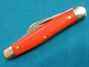 VINTAGE QUEEN STEEL 9R USA 95 RED DELRIN STOCKMAN FOLDING PEN JACK POCKET KNIFE KNIVES OLD