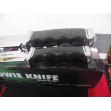 HUMVEE BOWIE COMBO SET PAKAWOOD HANDLES STAINLESS BLADES IN BOX WITH SHEATH NEVER USED HUMVEE BOWIE COMBO SET PAKAWOOD HANDLES STAINLESS BLADES IN BOX WITH SHEATH NEVER USED
