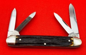 Vintage !WOW! EMPIRE WINSTED CT 4-Blade Senator Pen Folding Pocket Knife Stag c.1856-1930 Near Mint