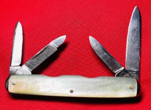 Vintage *RARE* WILBERT CUTLERY CO (Napanoch or Empire) Equal End Pen Presentation Knife c.1909 Pearl