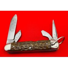 Vintage CATTARAUGUS CUTLERY CO 4-Blade Jr Camp/Utility Folding Pocket Knife JIGGED Bone c.1886-1963 Vintage CATTARAUGUS CUTLERY CO 4-Blade Jr Camp/Utility Folding Pocket Knife JIGGED Bone c.1886-1963