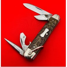 Vintage CATTARAUGUS CUTLERY CO 4-Blade Jr Camp/Utility Folding Pocket Knife JIGGED Bone c.1886-1963 Vintage CATTARAUGUS CUTLERY CO 4-Blade Jr Camp/Utility Folding Pocket Knife JIGGED Bone c.1886-1963