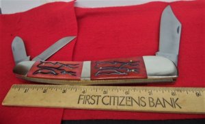 A FEW AROUND FROST BIG 8" CLOSED WHITTLER NOVELTY DISPLAY KNIFE HANDLED-SHOWN -DISPLAYED UNUSED