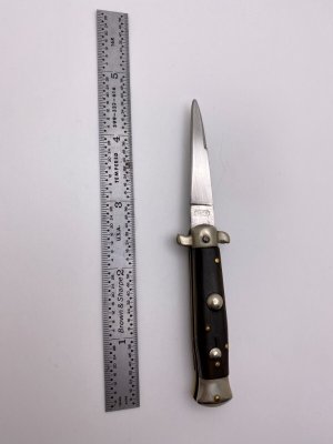 12cm / 4.75" Derby Topless Bolster INOX in Circle w/Patent BO/BC Very RARE Size Drk Horn (Sharpened)