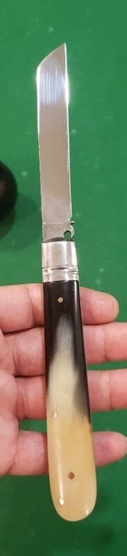 Big Custom Made Pocket Knife with Filework on the Blade