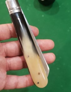 Big Custom Made Pocket Knife with Filework on the Blade