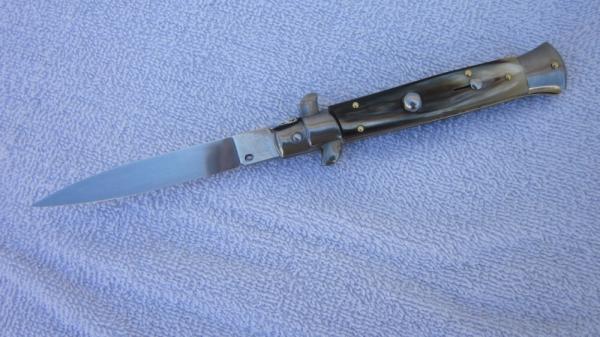 FRANK BELTRAME 9" GENUINE BRAZILIAN HORN FLAT GRIND BLADE ITALIAN STILETTO FRANK BELTRAME 9" GENUINE BRAZILIAN HORN FLAT GRIND BLADE ITALIAN STILETTO