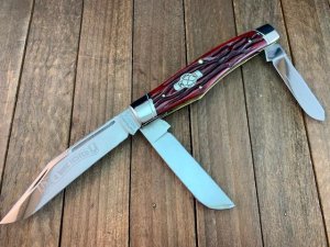 Schatt and Morgan File and Wire Series Reverse Gunstock Blood Red Worm Grooved Bone 2007