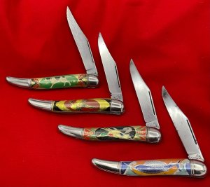 Full Set of 4 Imperial or Hammer Brand Toothpick Pocket Knives w/Foil Covers & Outdoor Scenes 45-56