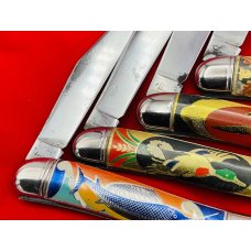 Full Set of 4 Imperial or Hammer Brand Toothpick Pocket Knives w/Foil Covers & Outdoor Scenes 45-56 Full Set of 4 Imperial or Hammer Brand Toothpick Pocket Knives w/Foil Covers & Outdoor Scenes 45-56