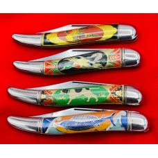 Full Set of 4 Imperial or Hammer Brand Toothpick Pocket Knives w/Foil Covers & Outdoor Scenes 45-56 Full Set of 4 Imperial or Hammer Brand Toothpick Pocket Knives w/Foil Covers & Outdoor Scenes 45-56