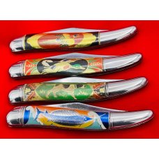 Full Set of 4 Imperial or Hammer Brand Toothpick Pocket Knives w/Foil Covers & Outdoor Scenes 45-56 Full Set of 4 Imperial or Hammer Brand Toothpick Pocket Knives w/Foil Covers & Outdoor Scenes 45-56