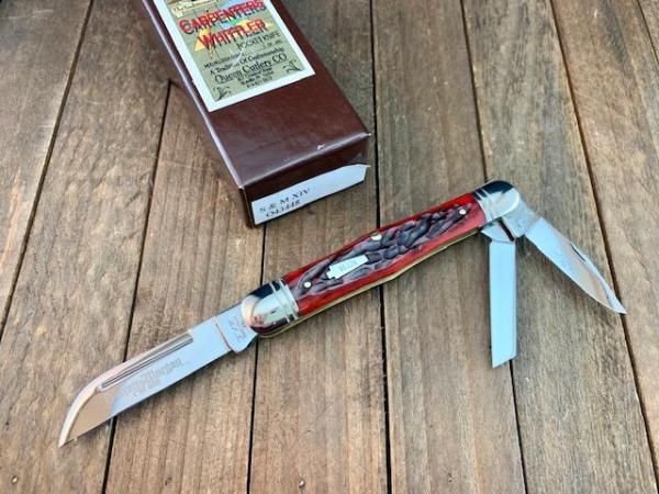 Schatt and Morgan 14th Anniversary Series Fiddle Back Whittler Red Jigged Bone 2004 Schatt and Morgan 14th Anniversary Series Fiddle Back Whittler Red Jigged Bone 2004