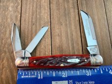 Schatt and Morgan 14th Anniversary Series Fiddle Back Whittler Red Jigged Bone 2004 Schatt and Morgan 14th Anniversary Series Fiddle Back Whittler Red Jigged Bone 2004