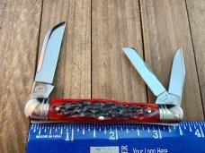 Schatt and Morgan 14th Anniversary Series Fiddle Back Whittler Red Jigged Bone 2004 Schatt and Morgan 14th Anniversary Series Fiddle Back Whittler Red Jigged Bone 2004