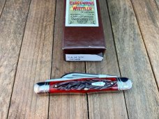 Schatt and Morgan 14th Anniversary Series Fiddle Back Whittler Red Jigged Bone 2004 Schatt and Morgan 14th Anniversary Series Fiddle Back Whittler Red Jigged Bone 2004