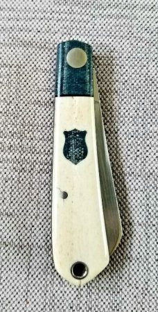 MDK MINI Native, giraffe bone scales, Teal micarta bolsters & double SHIELDS, lanyard tube,3.5" clsd