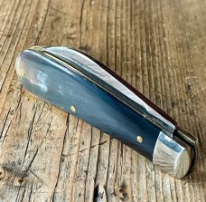 A Wright & Son "Peach" Swayback Knife with Buffalo Scales and Curved Wharncliffe Blade