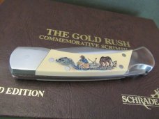 Schrade The Gold Rush Commemorative Scrimshaw Folding Lock Back 
