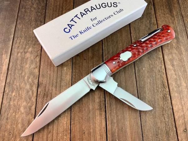 Cattaraugus Locking Folding Hunter FH-3 Made for the KCC 1992 RED Jigged Bone