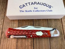 Cattaraugus Locking Folding Hunter FH-3 Made for the KCC 1992 RED Jigged Bone