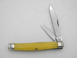 Queen Cutlery #2A two blade jack with Amber Handles:  3 3/8” closed, 1958 - 1960