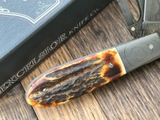 EXCELSIOR KNIFE CO. BURNT STAG DAMASCUS GAME SCOUT KNIFE **ONLY 3 MADE **