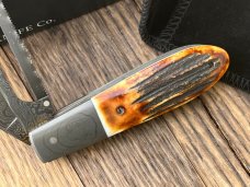 EXCELSIOR KNIFE CO. BURNT STAG DAMASCUS GAME SCOUT KNIFE **ONLY 3 MADE **
