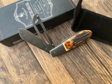 EXCELSIOR KNIFE CO. BURNT STAG DAMASCUS GAME SCOUT KNIFE **ONLY 3 MADE **