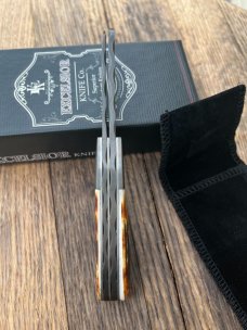 EXCELSIOR KNIFE CO. BURNT STAG DAMASCUS GAME SCOUT KNIFE **ONLY 3 MADE **