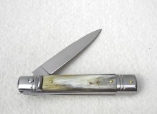 NOS AKC 8" CLASSIC SLIM LEVER LOCK SWEDGE BLADE, GENUINE BRAZILIAN HORN MANIAGO ITALY