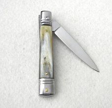 NOS AKC 8" CLASSIC SLIM LEVER LOCK SWEDGE BLADE, GENUINE BRAZILIAN HORN MANIAGO ITALY