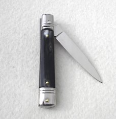NOS AKC 8" CLASSIC SLIM LEVER LOCK SWEDGE BLADE, GENUINE DARK HORN - MANIAGO ITALY