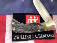 J A Henckels (HK-135-GP) Folding Hunter Pocket Knife with Nice Green Bone Handles -NOS -No Box J A Henckels (HK-135-GP) Folding Hunter Pocket Knife with Nice Green Bone Handles -NOS -No Box