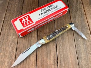 Henckels by Boker Half Whittler/Pen Knife Hellbraun Pin Feather Jigged Bone 