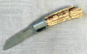 Steve Vanderkolff White Crackle Mammoth Native Taillock..4"cld Damasteel...fluted integral blsters 