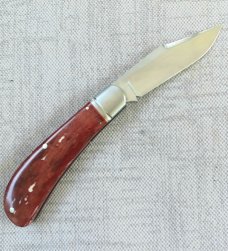 K'roo Custom Lanny clip,3.75"...Red/Brown Kudu Bone...fluted  bolsters..filework..Rwl34..coa .. slip