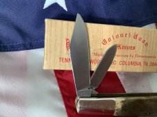 Orig Colonel Coon 2 Blade Barlow w/ Bone Handles & colonel coon blade etch