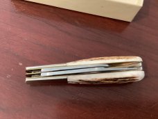 Orig Colonel Coon 2 Blade Barlow w/ Great Stag Handles & colonel coon blade etch & Orig Box