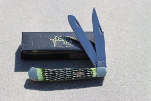 German Bull Huge Trapper Jigged Green Bone Handles