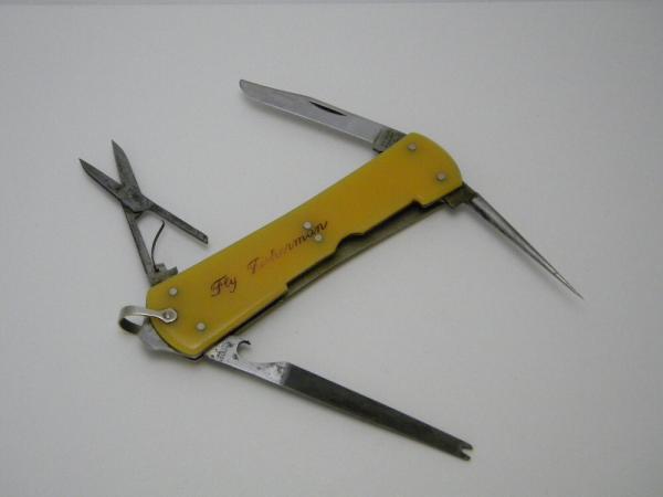 Vintage Kabar Stainless "Fly Fisherman" Yellow Utility Knife