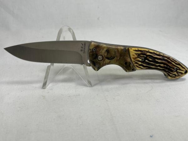 SUPERKNIFE USA Real Camo & Staglon Push Button Automatic UNUSED (Z 47958) SUPERKNIFE USA Real Camo & Staglon Push Button Automatic UNUSED (Z 47958)