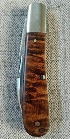 Klassic K'roo Custom Swayback W/ coa & slip, 4", N690..brushed..Pepper Tree Root Burl..